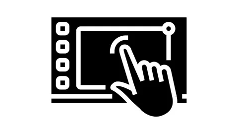Interactive display screen social robotics glyph icon animation Stock Footage 326144192
