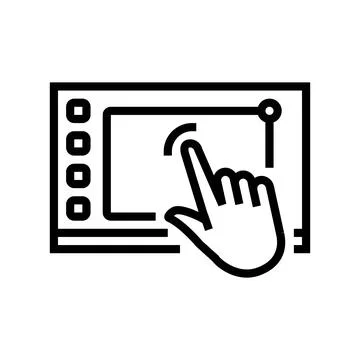 Interactive display screen social robotics line icon vector illustration Stock Illustration