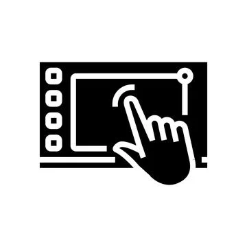 Interactive display screen social robotics glyph icon vector illustration Stock Illustration