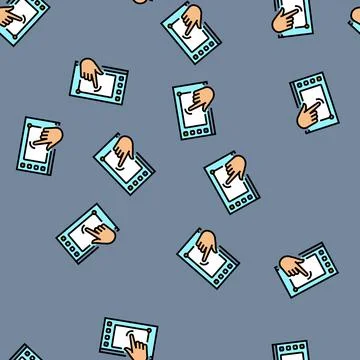 Interactive display screen social robotics vector seamless pattern Stock Illustration