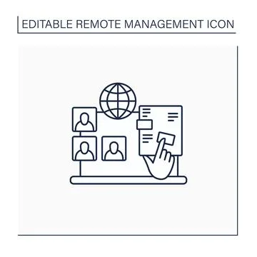 Interactive documents line icon 스톡 일러스트