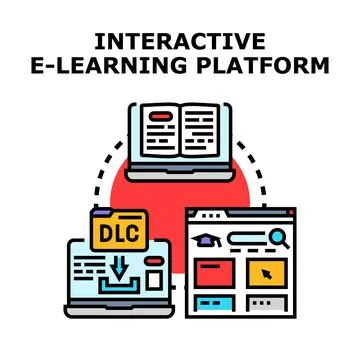 Interactive e learning platform connecting online education content イラスト素材