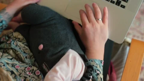 Interactive e-learning web apps for online classroom. Motherhood and career. Stock Footage 152590833