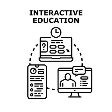 Interactive education concept with connected digital devices Stock Illustration