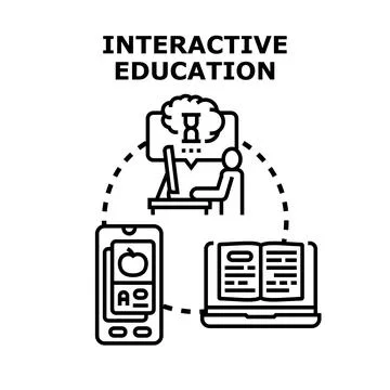 Interactive education concept with remote learning technologies Stock Illustration