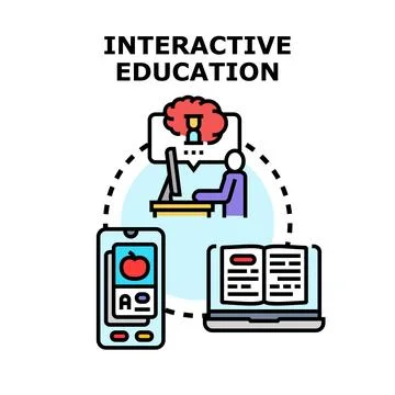 Interactive education concept with remote learning technologies Stock Illustration
