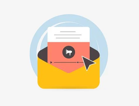 Interactive email marketing with playable video content. Engaging email Stock Illustration