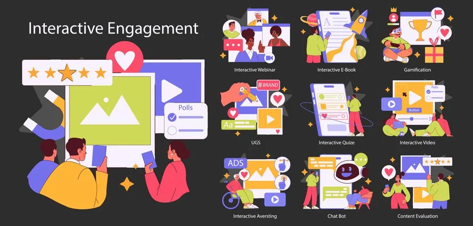 Interactive Engagement. Flat Vector Illustration Illustrazione stock