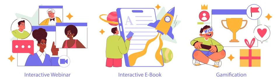 Interactive Engagement. Flat Vector Illustration 스톡 일러스트