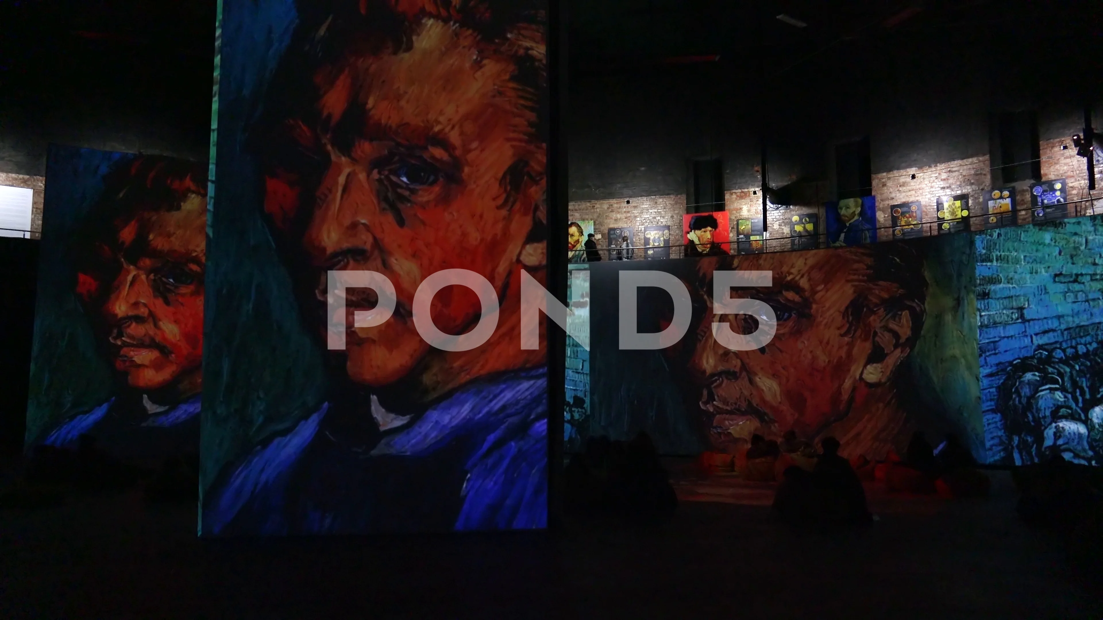 Interactive exhibition of Van Gogh paint, Stock Video