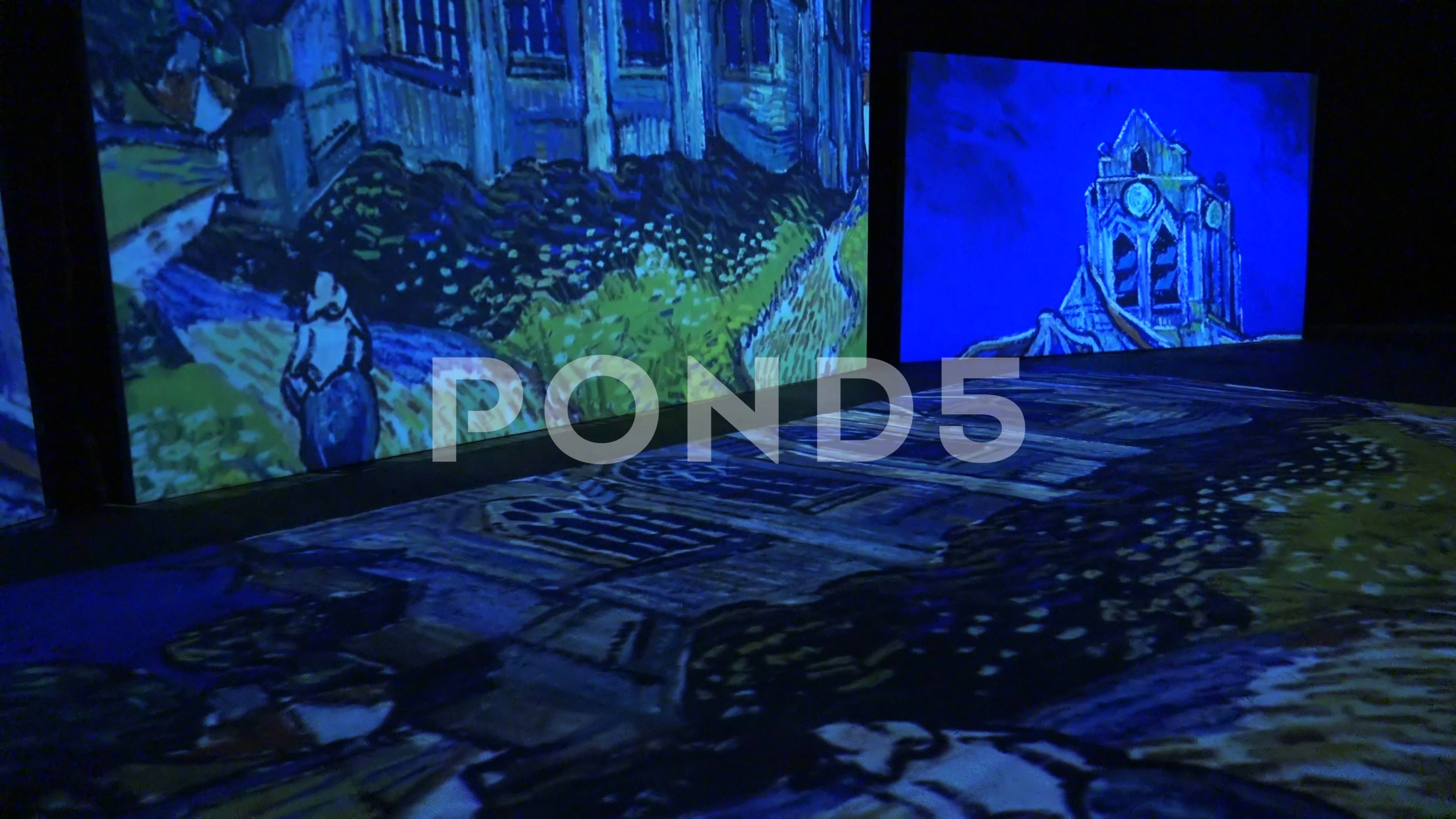 Interactive exhibition of Van Gogh paint, Stock Video