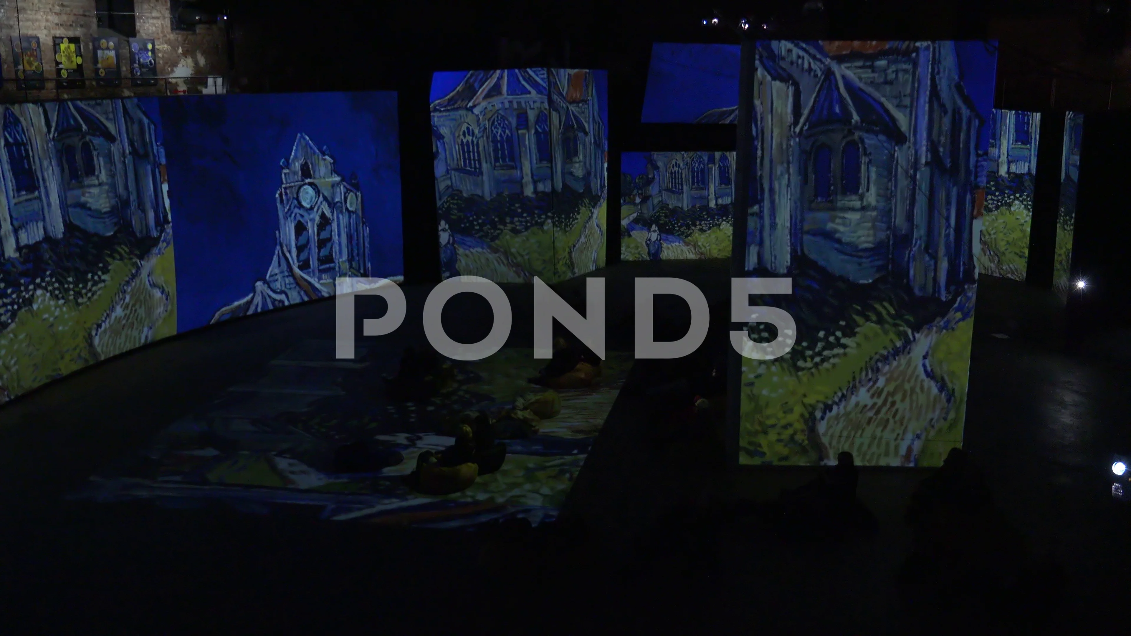 Interactive exhibition of Van Gogh paint, Stock Video