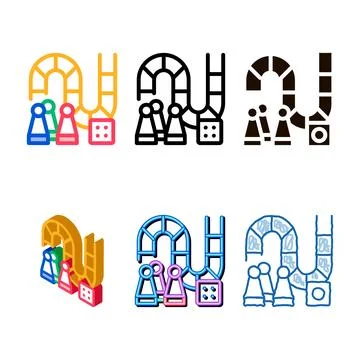 Interactive forms kids board game vector thin line icon Stock Illustration