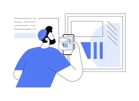 Interactive gallery isolated cartoon vector illustrations. Ilustración de archivo