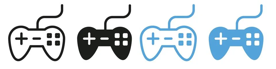 Interactive Gaming Joystick and Controller Icons for Electronic Play Stock Illustration
