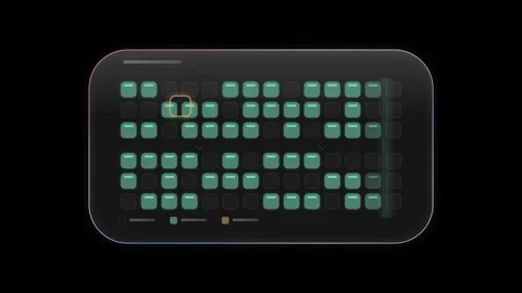 Interactive glass seat map UI featuring a modern layout with translucent panels Stock Footage 341329396