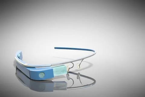Interactive glasses 3d render on grey glossy stain Stock Illustration