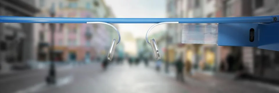 Interactive glasses 3d render on white background 스톡 일러스트