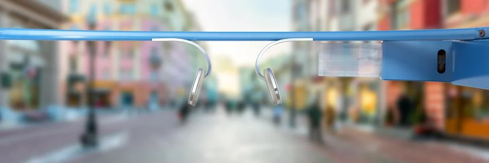 Interactive glasses 3d render on white background 스톡 일러스트