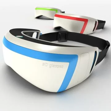 Interactive glasses virtual reality 3D illustration Stock Illustration