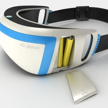 Interactive glasses virtual reality 3D illustration Stock Illustration
