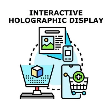 Interactive holographic display concept visualizing virtual reality shopping Stock Illustration