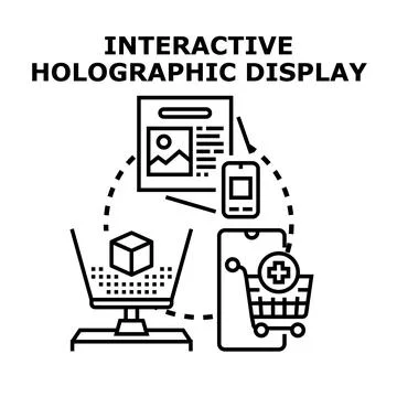 Interactive holographic display concept visualizing virtual reality shopping Stock Illustration