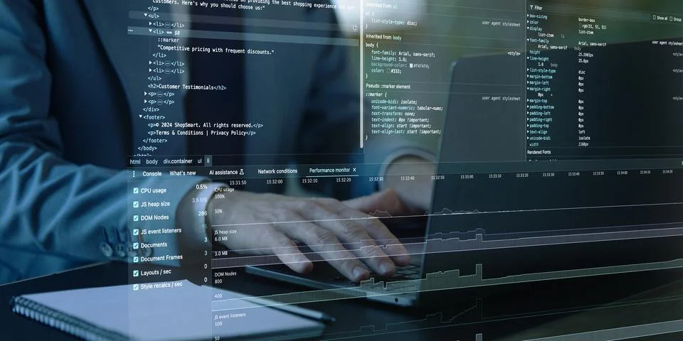 Interactive holographic interface with fictional programming elements, system Stockfoto's