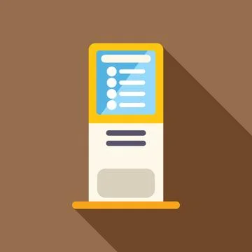 Interactive information kiosk displaying menu with buttons and long shadow Stock Illustration