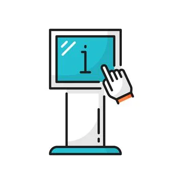 Interactive information terminal with pushing hand Stockillustratie