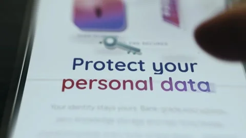 Interactive Interface Featuring Protect Your Personal Data - Networked Angle Stock Footage 336999140