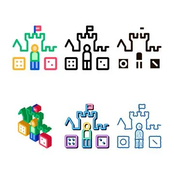 Interactive kids castle personage vector sign icon designs Stock Illustration