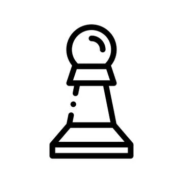 Interactive Kids Game Chess Thin Line Icon Stock Illustration
