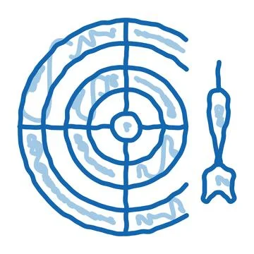 Interactive Kids Game Darts doodle icon hand drawn illustration Stock Illustration