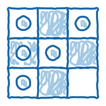 Interactive Kids Game Draughts doodle icon hand drawn illustration Stock Illustration