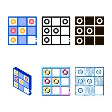 Interactive kids game draughts vector sign multipack icon Stock Illustration