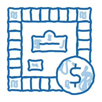 Interactive Kids Game Monopoly doodle icon hand drawn illustration Stock Illustration