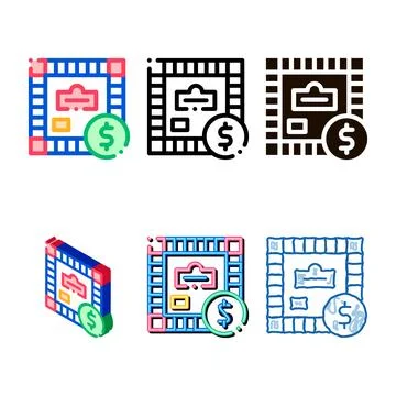 Interactive kids game monopoly vector sign simplified icon Stock Illustration