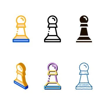 Interactive kids game multistyle chess vector thin line icon Stock Illustration