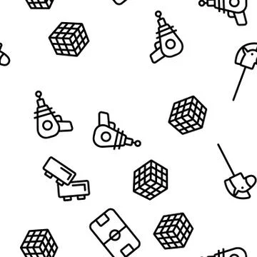 Interactive Kids Games Vector Seamless Pattern Stock Illustration