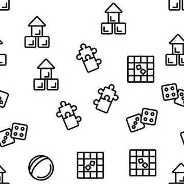 Interactive Kids Games Vector Seamless Pattern Stock Illustration