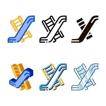 Interactive kids playground slide vector modern icon Stock Illustration