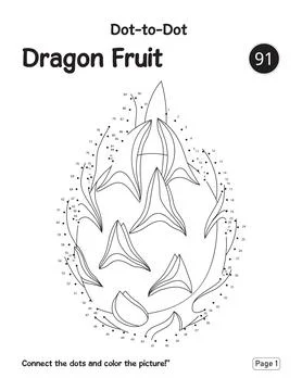 Interactive Kindergarten Counting Game Featuring Dragon Fruit Connect The Dot Ilustração Stock