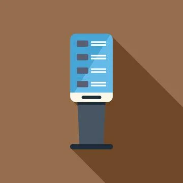 Interactive kiosk displaying information on touch screen in public space Illustrazione stock