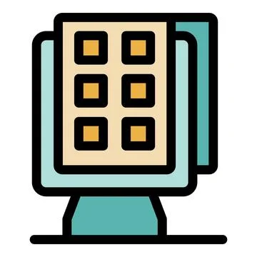 Interactive kiosk showing a grid menu for navigation and information display Stock Illustration