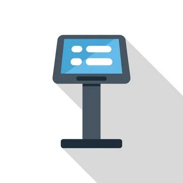 Interactive kiosk showing information on touch screen display with blank menu Stock Illustration