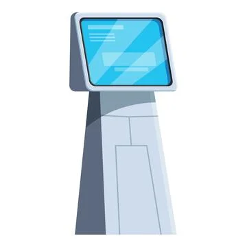 Interactive kiosk showing information on touchscreen display Stock Illustration