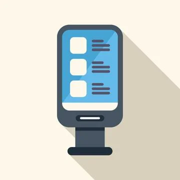 Interactive kiosk showing information on touchscreen display Stock Illustration