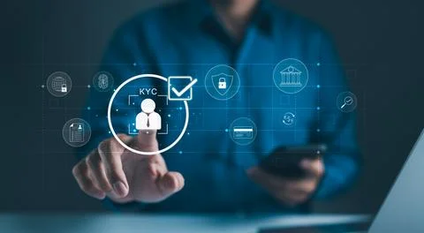 Interactive KYC compliance interface with the user. Business professional Stock Photos