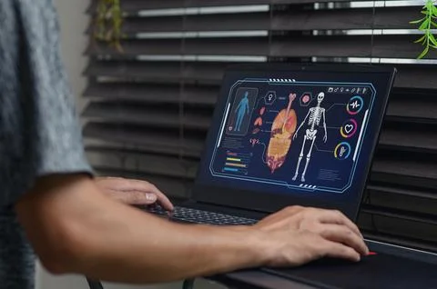 Interactive Learning About Human Body Organs in Digital Format Stockfoto's